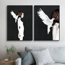 Abstract Abstinence Girl White Pigeon Canvas Posters Print For Modern Living Room Dining Room Painting Wall Home Decor Pop Art 2024 - buy cheap