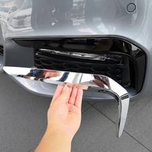 2pcs Glossy Bright Silver ABS Plastic Front Fog Lamp Decoration Strips Stickers Trim for BMW 5 Series Sports 2018 Car Accessory 2024 - buy cheap