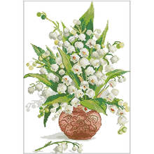 White lily of the valley vase  Counted Cross Stitch 11CT 14CT 18CT DIY Chinese Cross Stitch Kits Embroidery Needlework Sets 2024 - buy cheap