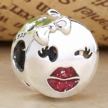 Original Red Enamel Pout & Playful Wink With Bow Beads Fit 925 Sterling Silver Bead Charm Bracelet Bangle Diy Jewelry 2024 - buy cheap