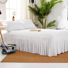 Colcha de Color liso blanco, falda de cama de belleza de lijado suave, tamaño King y Queen, funda de cama doble 2024 - compra barato