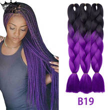 24inch Jumbo Braids Long Strands Ombre Braid Hair Synthetic Braiding Hair Extensions for Woman Black purple 100 Colors Available 2024 - buy cheap