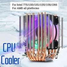 6 Heat Pipe CPU Cooler RGB LED Fan 4pin CPU Fan Cooling Cooler Heatsink Quiet for Intel 775/1150/1151/1155/1156/1366 for AMD All 2024 - buy cheap