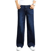 Jeans Men Winter Plus Velvet Thick Straight Jeans Men's Loose Large Size Wide Leg Pants Casual Warm Long Pants 2024 - buy cheap