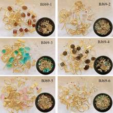 1Jar Nail Art Mix Decorations Stone with metal stud Mixed in Jar BJ69 2024 - buy cheap