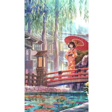 DIY Diamond Painting Cross Stitch Kit Japanese girl full square round Diamond Embroidery Enjoy the scenery 5D Mosaic home decor 2024 - buy cheap