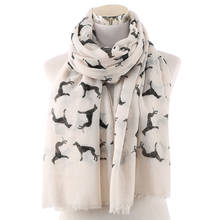 2019 Kawaii Dachshund Dog шарф розовый белый с животным принтом женские шарфы шаль для женщин тонкий большой шейный палантин 2024 - купить недорого