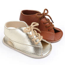 Детские сандалии унисекс на шнуровке для новорожденных мальчиков и девочек; первая ходунка из искусственной кожи; нескользящая резиновая подошва; повседневная обувь для малышей 2024 - купить недорого