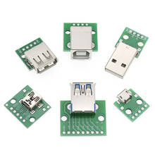 Conector USB macho/MINI MICRO USB A Adaptador DIP, 2,54mm, 5 pines hembra, tipo B, convertidor PCB hembra, USB-01, 10 Uds. 2024 - compra barato