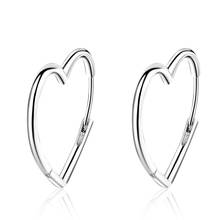 Simple 925 Sterling Silver Earrings Two Colors Love Heart Hoop Earrings For Women Gift S-E926 2024 - buy cheap