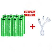 New 1.5V AA rechargeable battery 3400mWh USB rechargeable lithium battery fast charging via Micro USB cable 2024 - buy cheap
