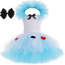 Платье принцессы Алисы; Платье-пачка для маленьких девочек на день рождения; Вечерние платья с юбкой из тюля для небесно-голубого и белого цвета для костюмированной вечеринки на Хэллоуин, костюм для детей, детская одежда 2024 - купить недорого