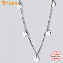 TrustDavis-gargantilla redonda para mujer, collar con cadena de eslabones, abalorio de círculo pequeño para fiesta, joyería de plata de ley 925, regalo DA1555 2024 - compra barato