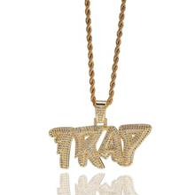 Hip Hop Micro Paved AAA+ Cubic Zirconia Bling Iced Out TRAP Letter Pendants Necklace for Men Women Rapper Jewelry Gifts Gold 2024 - buy cheap
