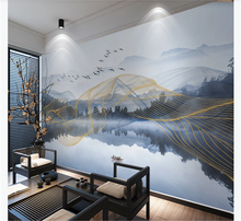 Papel de parede personalizado novo mural chinês luz abstrata de luxo ambiente dourado paisagem fundo de parede-material à prova d' água 2024 - compre barato