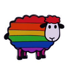 Broches do orgulho lgbtq + ovelha em esmalte duro, emblema de animais engraçados que sou a ovelha do arco-íris da família 2024 - compre barato