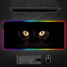 RGB Mouse Pad Black cat eye Gamer Accessories tappetino mouse Large LED MousePad Gaming PC Desk Play Mat with Backlit mausepad 2024 - buy cheap