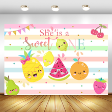 She is a Sweet One Backdrop Summer Fruit Birthday Party Background For Photography Watermelon Pineapple Stripes Decor Banner 2024 - buy cheap
