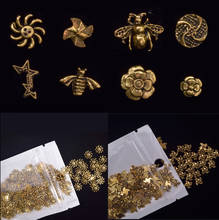 50Pcs 3D Alloy Metal Ancient Bronze Alloy Nail Art Decorations Vintage-Star-Flower-Cicada-Bee Design Charm Alloy Accessories JE8 2024 - buy cheap