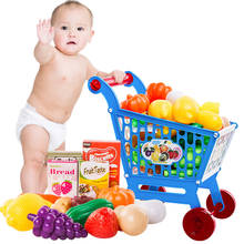 Creative Mini Children Handcart Simulation Small Supermarket Shopping Cart with fruit vegetable Pretend Play Toys Strollers 2024 - buy cheap