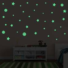 Luminous Cartoon Smiley Stars Polka Dots Wall Stickers for Kids Baby Rooms Art Mural Glow in the Dark Fluorescent PVC Wallpaper 2024 - buy cheap
