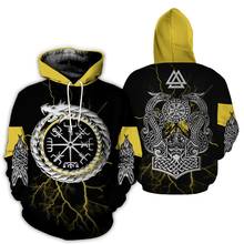 2019 Hot sale New Fashion Viking Tattoo Hoodie 3D Printed Viking Yellow Sweatshirt Unisex Harajuku streetwear sudadera hombre 2024 - buy cheap