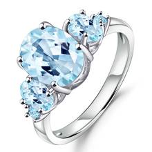 Женское кольцо с небесно-голубым топазом GEM'S BALLET, обручальные кольца из 100% стерлингового серебра 925 пробы, 4,77ct 2024 - купить недорого