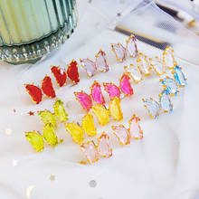 Peixin brincos de borboleta femininos, brincos de borboleta em vidro brilhante tendência da moda 2020, brinco de borboleta colorido fofo 2024 - compre barato