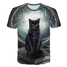 Camiseta con estampado 3D de animales para hombre, camisa de manga corta con estampado de gato blanco, holgada, cómoda, divertida, de verano, 5xl 2024 - compra barato