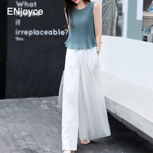 Summer Elegant Sleeveless Ruffled Crop Top and Wide Leg Pants Two Pieces Set Women Casual Mom Clothes Suits Sets Korean Fashion 2024 - buy cheap