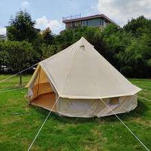 Палатки из хлопчатобумажной ткани диаметром 4 м, стильные уличные палатки с колокольчиком для свадьбы, кемпинга, роскошная Водонепроницаемая большая беседка 2024 - купить недорого