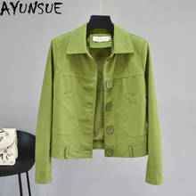 AYUNSUE Leather Jacket Women Spring Autumn Faux Leather Jacket Short Green Pu Leather Coat Slim 2022 Abrigo Mujer Pph449 2024 - buy cheap