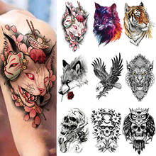 36Pcs Fashion Skull Man Temporary Transfer Tattoo Black Sticker Cool Wolf Tiger Eagle Lion Arm Body Art Large Fake Women Sleeve 2024 - buy cheap