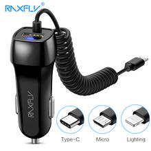 RAXFLY Dual USB Car Charger Car-charger For iPhone XS Max Phone Charge Adapter Micro USB Type C For Samsung Xiaomi Redmi Note 7 2024 - buy cheap
