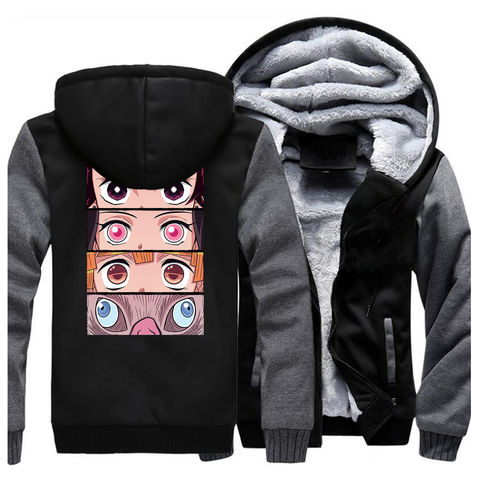 Buy Japan Anime Demon Slayer Nezuko Eyes Hoodie Men Jacket Winter Warm Fleece Zenitsu Hoodies Sweatshirt Thick Coat Cool Streetwear In The Online Store Robmoda K K Store At A Price Of 29 18