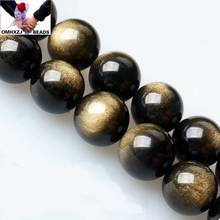 OMH Wholesale JD81 4 6 8 10 12 14 16 18mm Jewelry DIY Making Bracelet Necklace Natural 5A Gold Obsidian Loose Spacer Round Beads 2024 - buy cheap