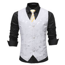 Chaleco de traje de Jacquard para hombre, ropa Formal de negocios, ajustada, para fiesta, esmoquin, color blanco, rosa, 2021 2024 - compra barato