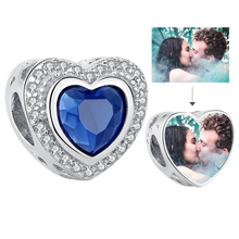 Pingente de cristal azul coração, charmoso com contas de foto personalizadas, colar longo para mulheres, festa 925, joia de prata esterlina 2024 - compre barato