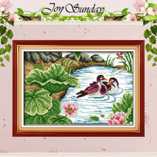 Mandarin Duck in the Lotus pond Counted Cross Stitch 11 14CT Cross Stitch Sets Wholesale Cross-stitch Kits Embroidery Needlework 2024 - buy cheap