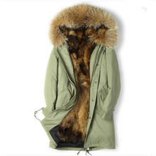 Parka Men Real Raccoon Fur Liner Long Coat Winter Jacket Plus Size Parkas Chaqueta Hombre JHLPKF-01 MY1153 2024 - buy cheap