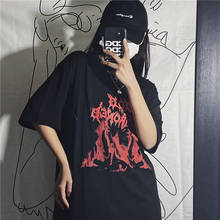 Goth camisetas vintage femininas, roupas harajuku, preto, punk, estilo coreano, tops y2k, estampa gráfica de anime, dropshipping, camisetas, manga curta 2024 - compre barato