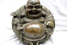 8 "Китайская латунная медная удачи Буддизм счастливый Майтрейя Будда скульптура 2024 - купить недорого