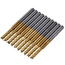 10x Titanium Coated Carbide End Mill Engraving Bits for PCB Rotary Burrs 2.4mm 2024 - buy cheap