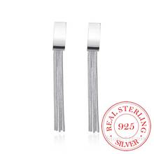 Korean 925 Sterling Silver Geometric Lines Vintage Long Tassel Dangle Earrings For Women 2020 Engagement Wedding Jewelry Gift 2024 - buy cheap