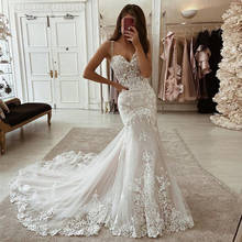 Vestido de noiva estilo sereia, vestidos vintage de casamento, com apliques para o país, feito sob encomenda, tamanho grande 2024 - compre barato
