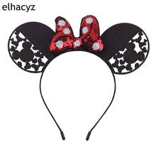 1PC New 3.5'' Glitter Sequins DOT Bow Hollow Mouse Ears Hairband For Girls Trendy Headband Chic Kids Headwear Hair Accessories 2024 - buy cheap