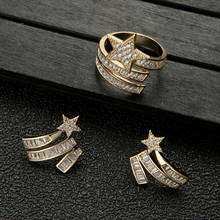 Luxury Star Stud Earrings Ring Set For Women Wedding Party Dubai Bridal Jewelry boucle d'oreille femme Gift Jewelry Set E9698 2024 - buy cheap