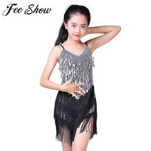 Children Latin Dance Dress Cha Cha Competition Latin Dress For Girls Sequins Dancing Costumes Kid Performance Show Stage Outfits 2024 - buy cheap