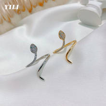 Anillo abierto con forma de serpiente de moda para mujer y niña, anillos de apertura de circón con microincrustaciones de lujo, joyería de boda para fiesta, 2021 2024 - compra barato