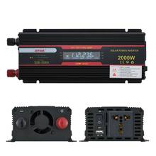 Inversor de 2000W para coche, convertidor de voltaje de cc 12V/24V a CA 110V/220V, protección de cortocircuito, adaptador automático con pantalla LCD 2024 - compra barato